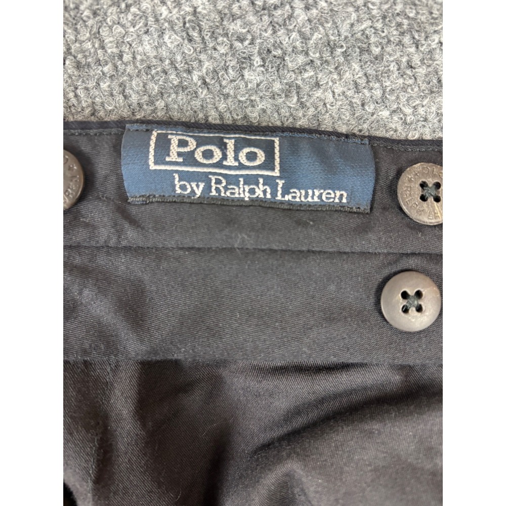Polo by Ralph Lauren Dress Pants Men Size 34x30 Blue Navy Pleated Wool Cuffed - Picture 4 of 7
